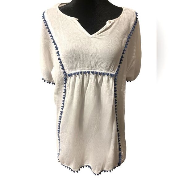J. Crew Other - J. Crew white and blue swimsuit coverup. Great condition! Size XXS